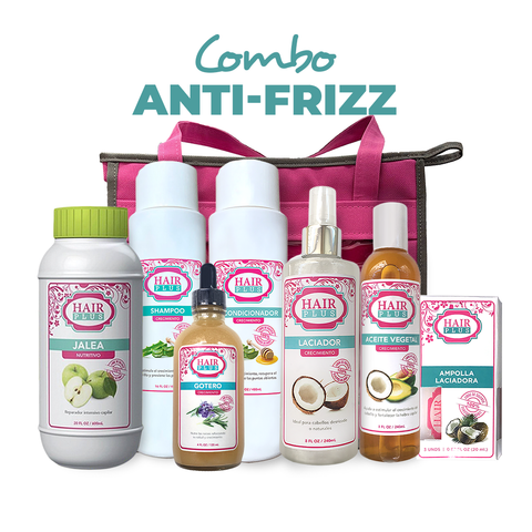 Jalea Penetre 16oz - Shampoo 16oz - Conditioner 16oz - Aceite 8oz - Laciador 8oz - Gotero de Crecimiento - Ampolla Laciadora (3 unidades) - Bolsos.