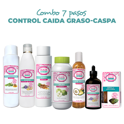 Shampoo A/C 16oz - Conditioner 16oz - Suero 16oz - Jalea 16 oz - Gotero A/C - Aceite 8oz - Ampolla Anti-caida (3 unidades)