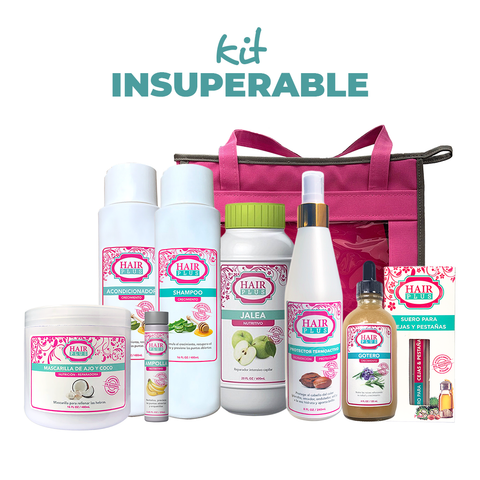 Shampoo 16oz - Conditioner 16oz - Jalea Penetre 20oz - Protector Termoactivo - Gotero De Crecimiento - Mascarilla Ajo y Coco - Ampolla - Suero de Cejas pestañas - bolso.